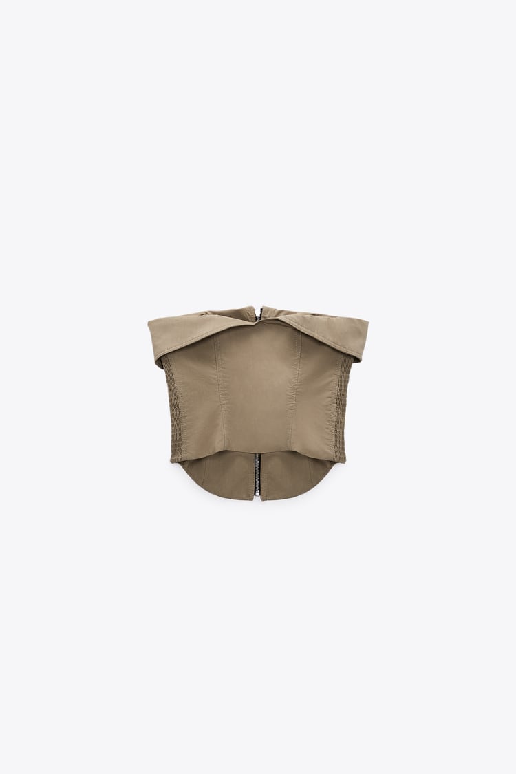 Zippered bustier and trousers in a set