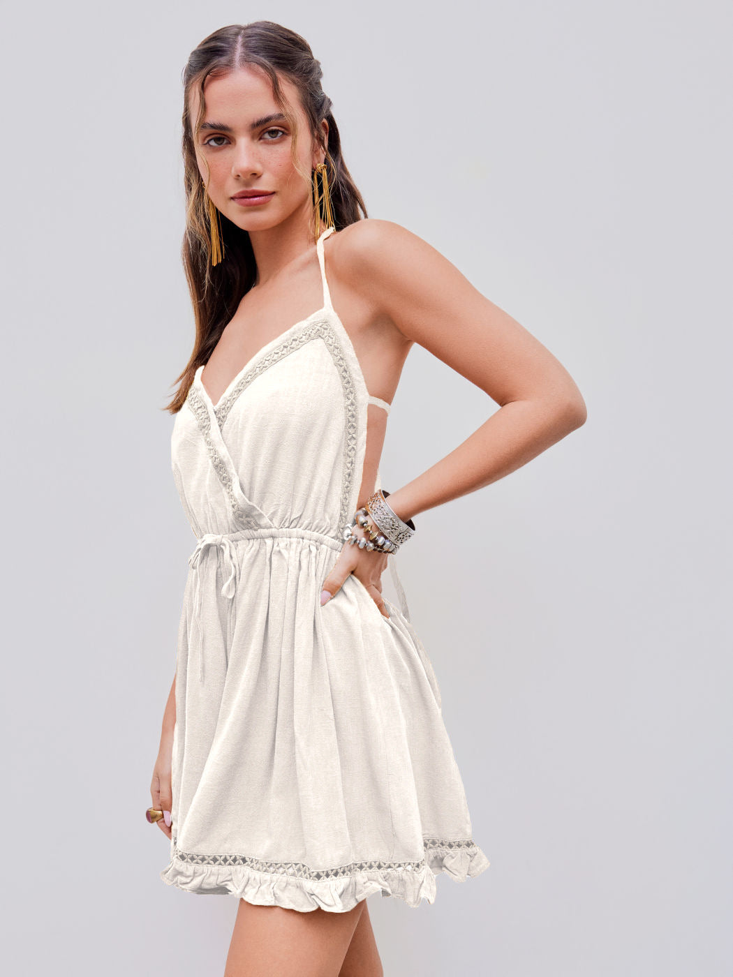 Elegant white dress with texture