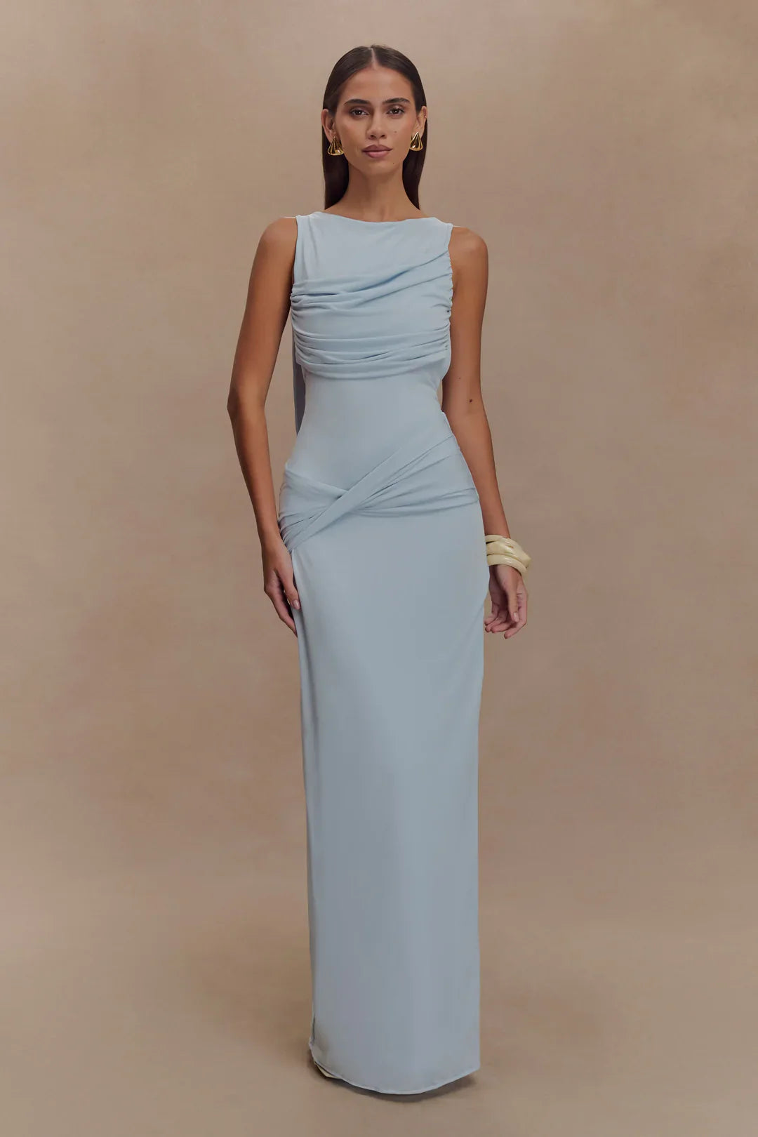 Backless Ruched Maxi Tank Dress
