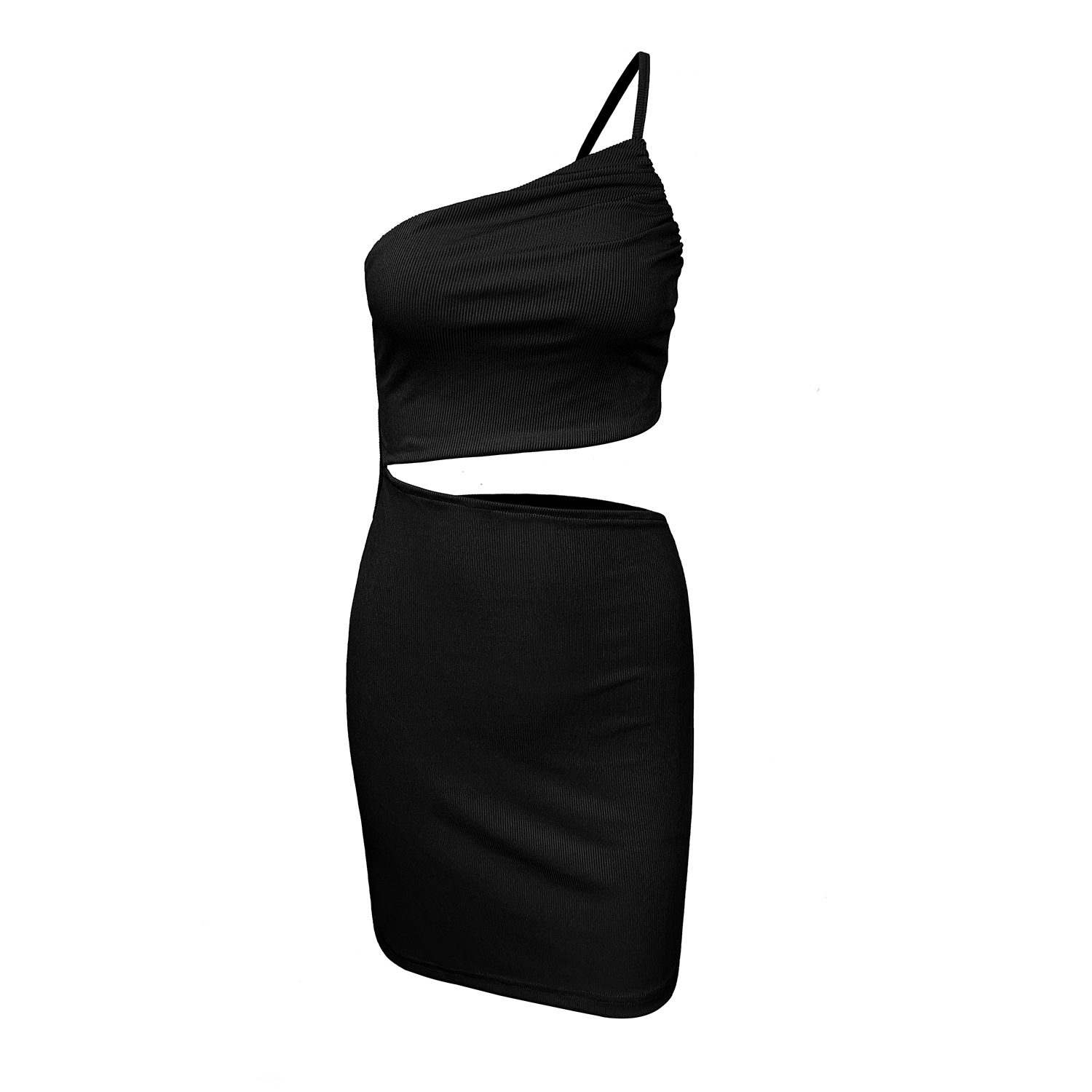 Bodycon mocha dress with one shoulder