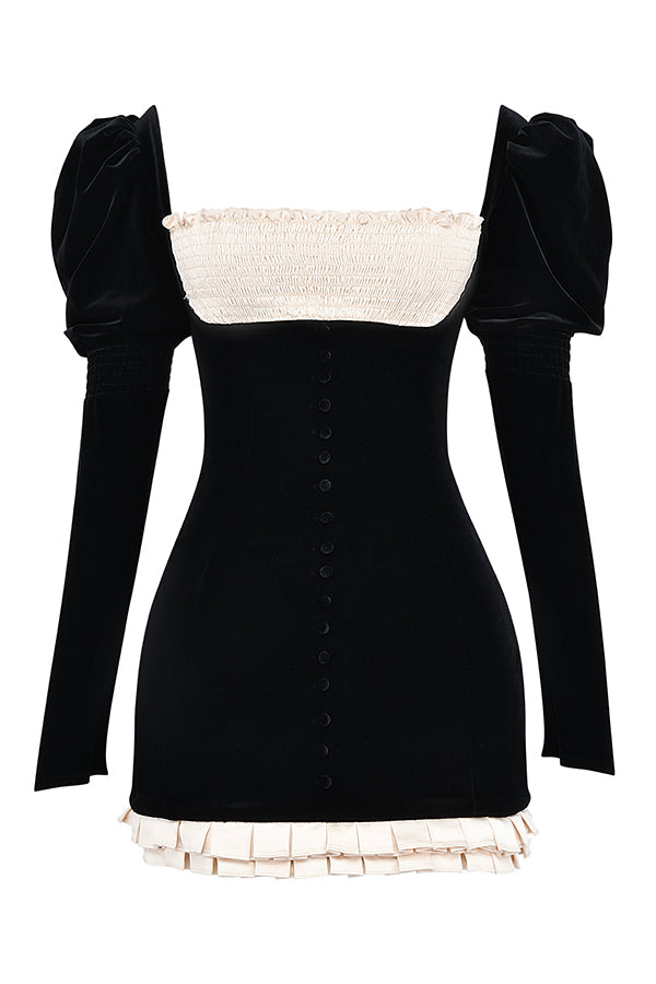 Black and vintage cream mini dress