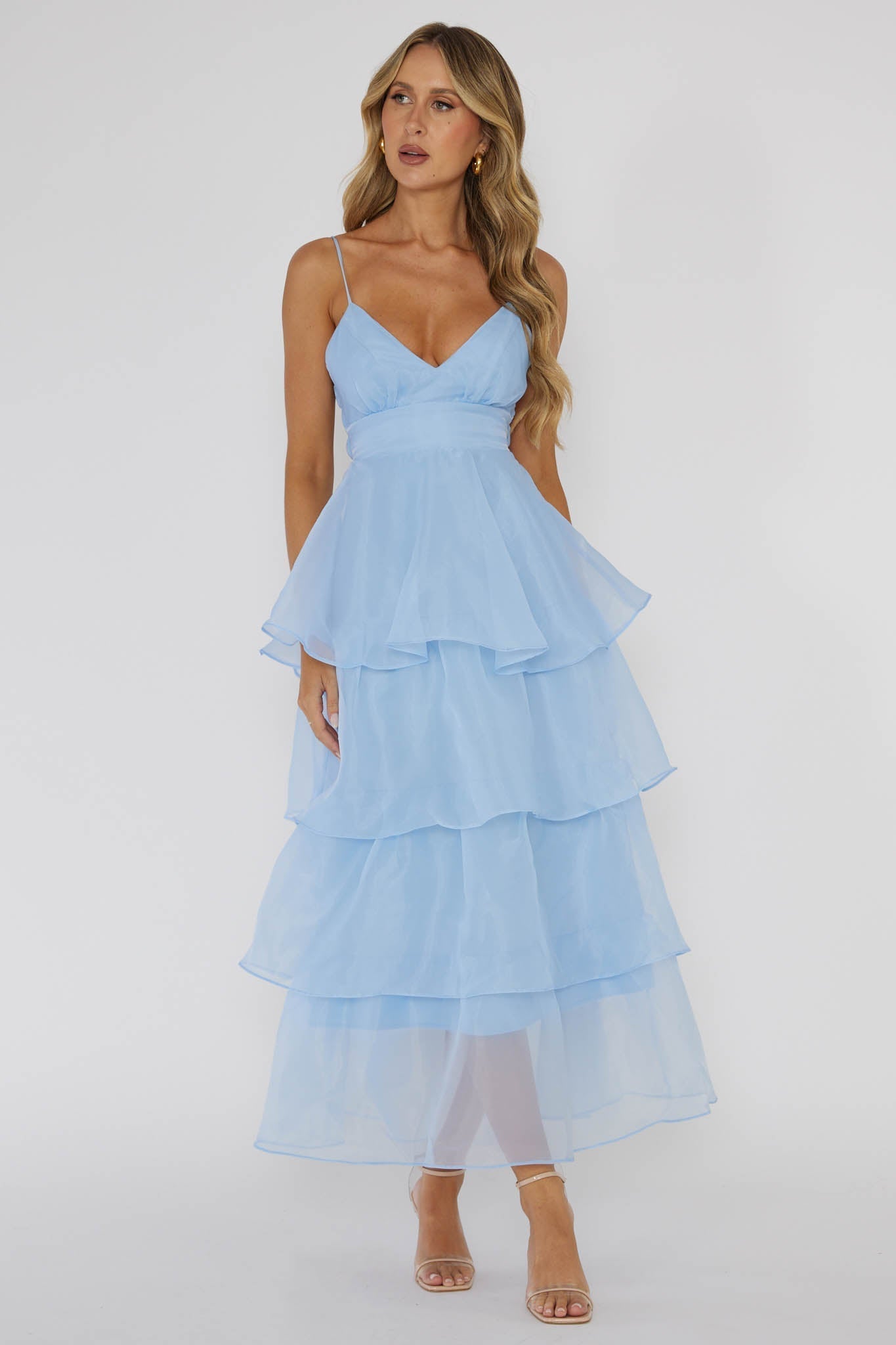 Ruffle Blue Midi Dress