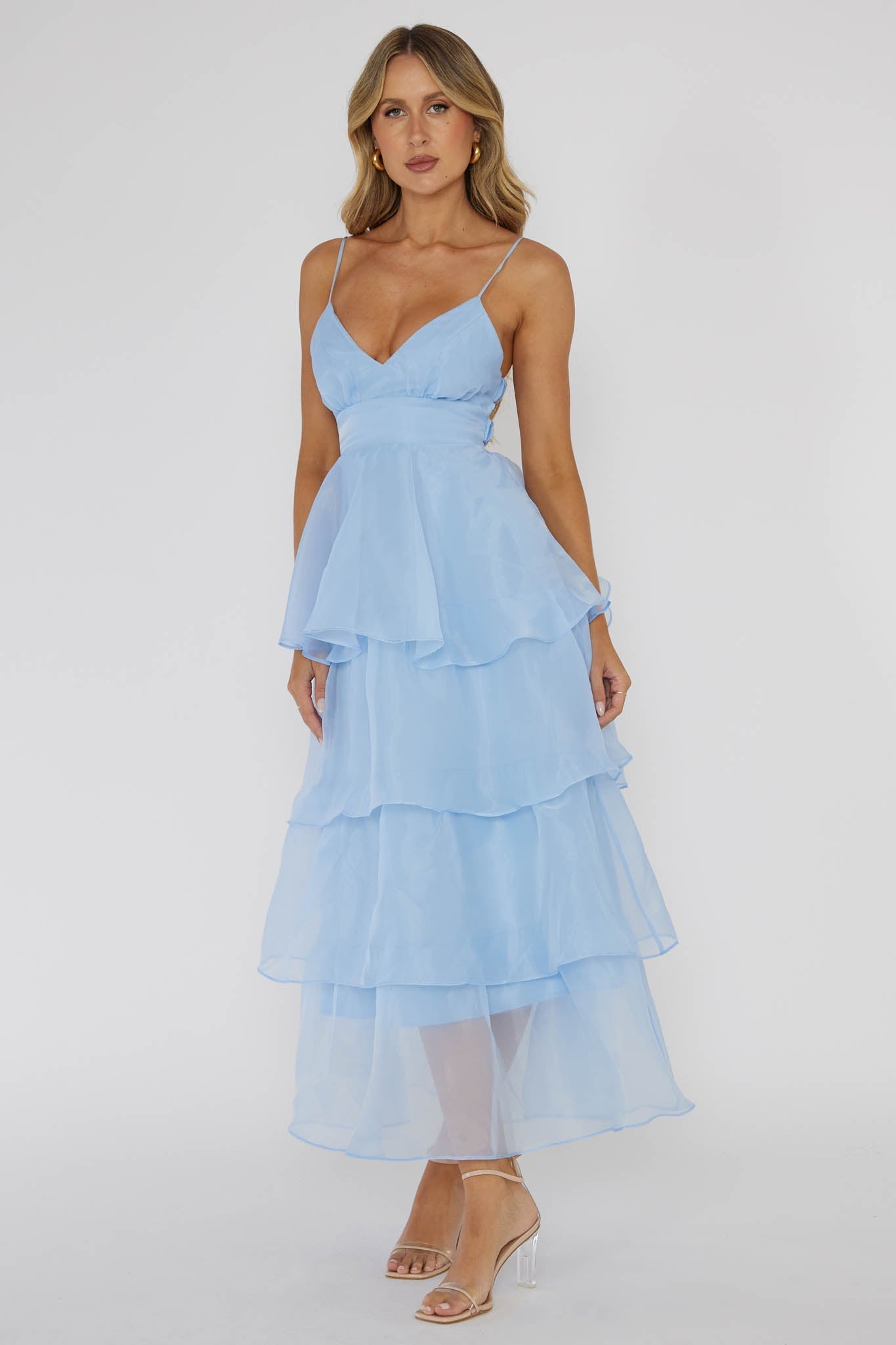 Ruffle Blue Midi Dress