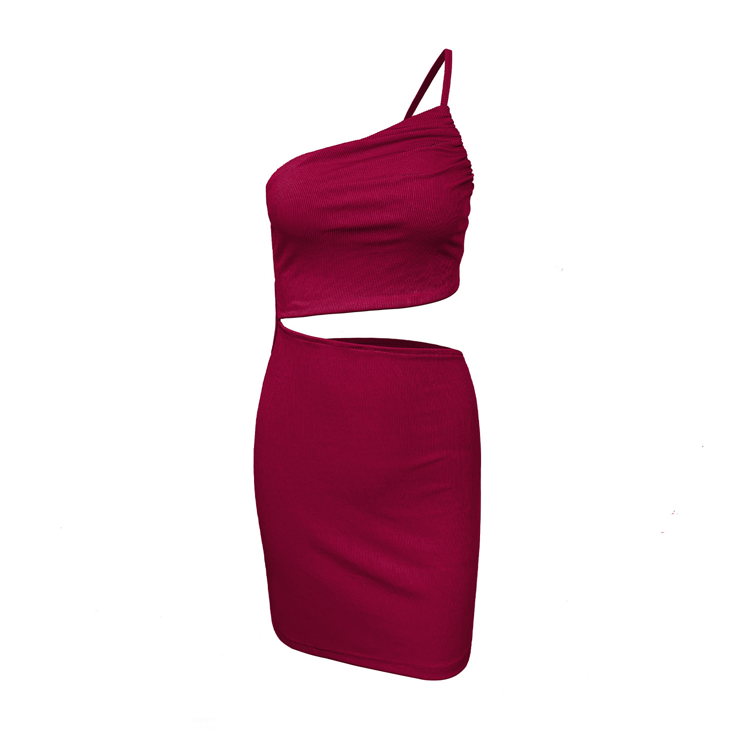Bodycon mocha dress with one shoulder