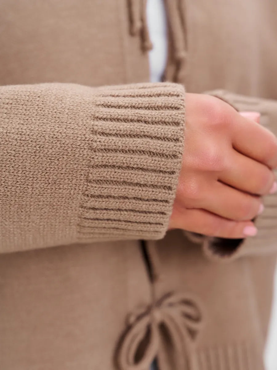 Loose Cardigan With Ribbon Buttons
