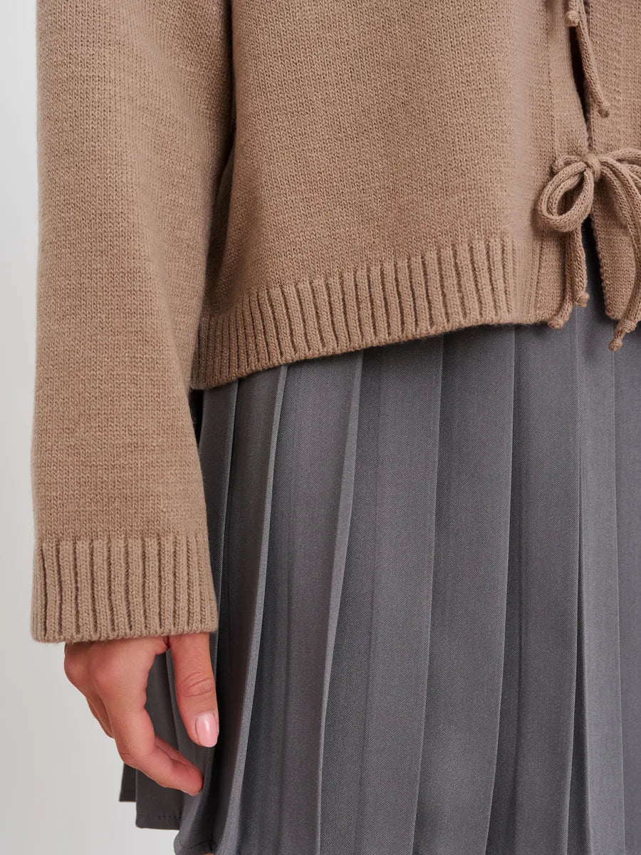 Loose Cardigan With Ribbon Buttons