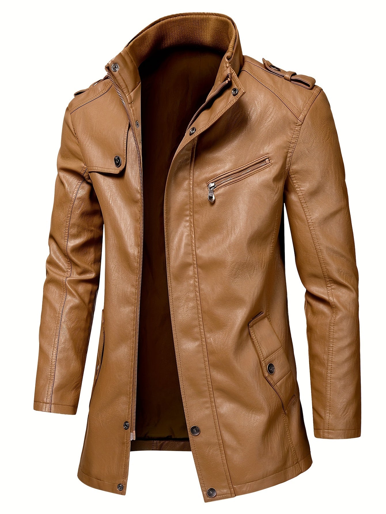 Long leather jacket for men