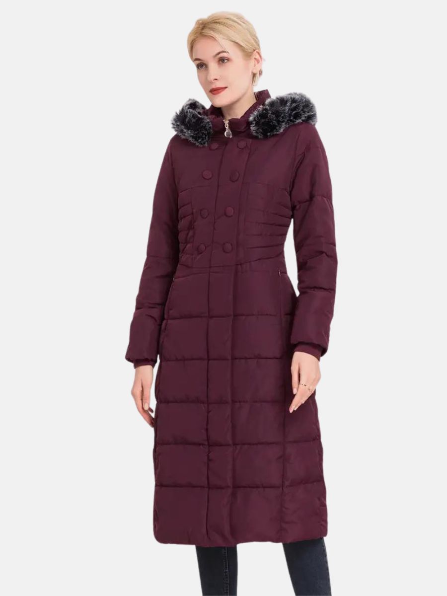 jacket with button closure and hood