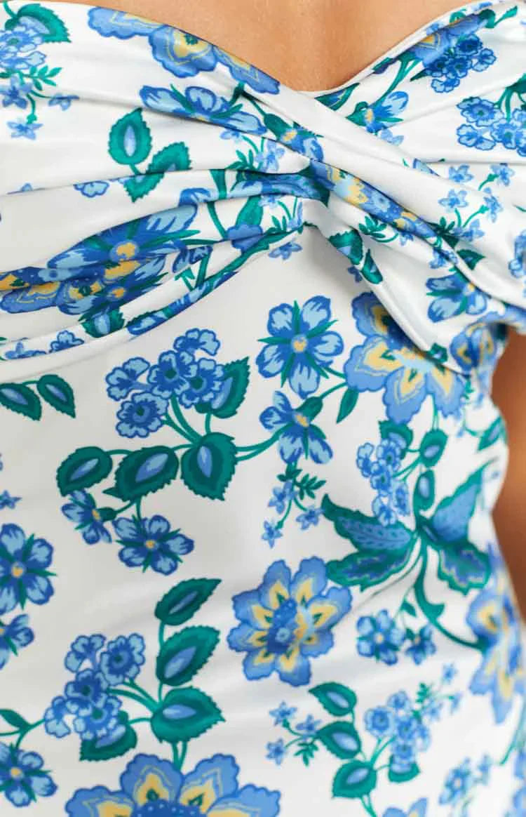 Blue Floral Formal Maxi Dress