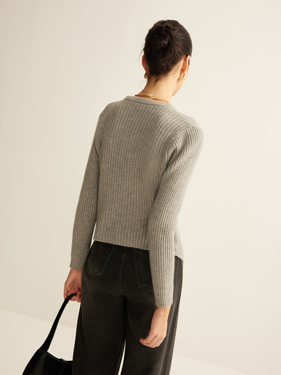 Striped Knitted Cardigan With Gold Buttons