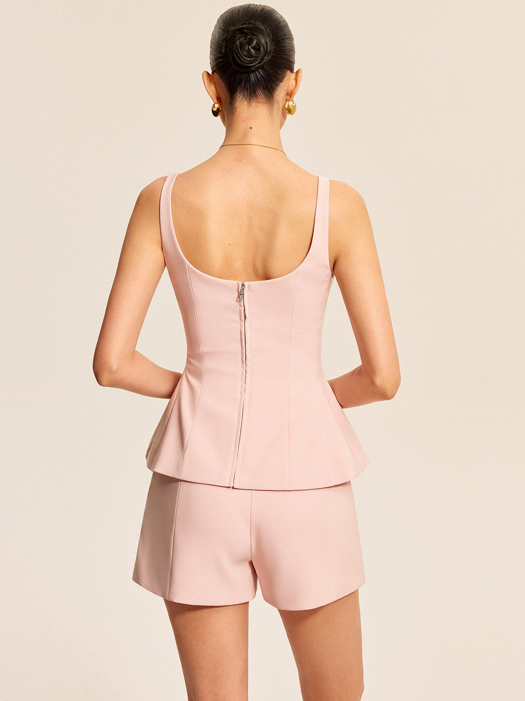Light Pink tank Top With Shorts Set