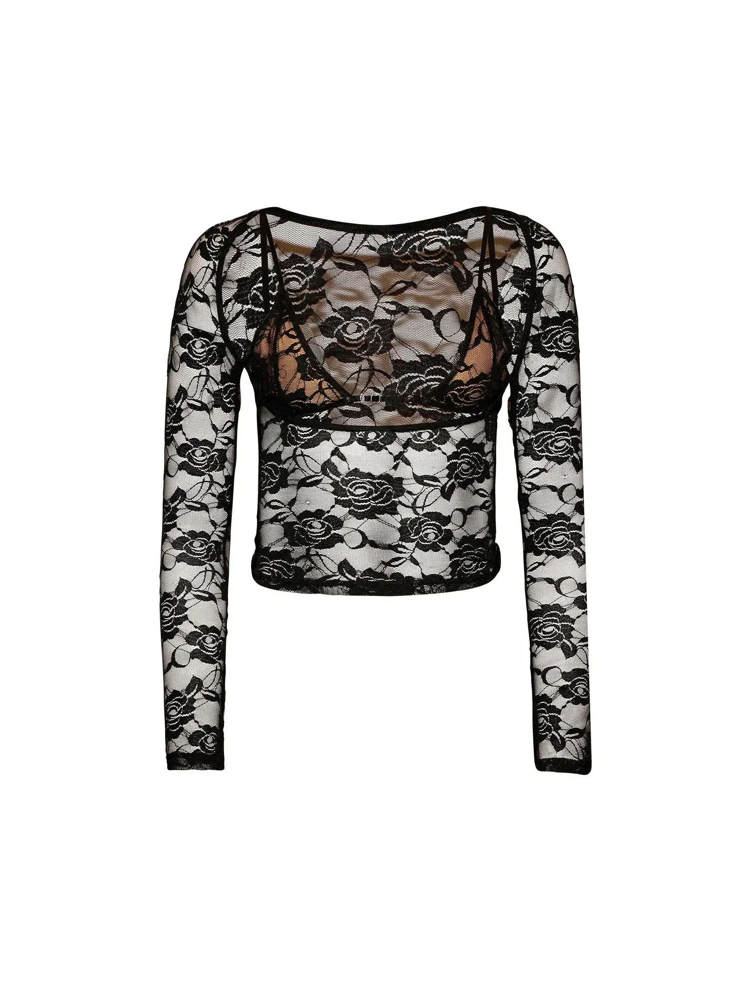 Translucent top with floral pattern