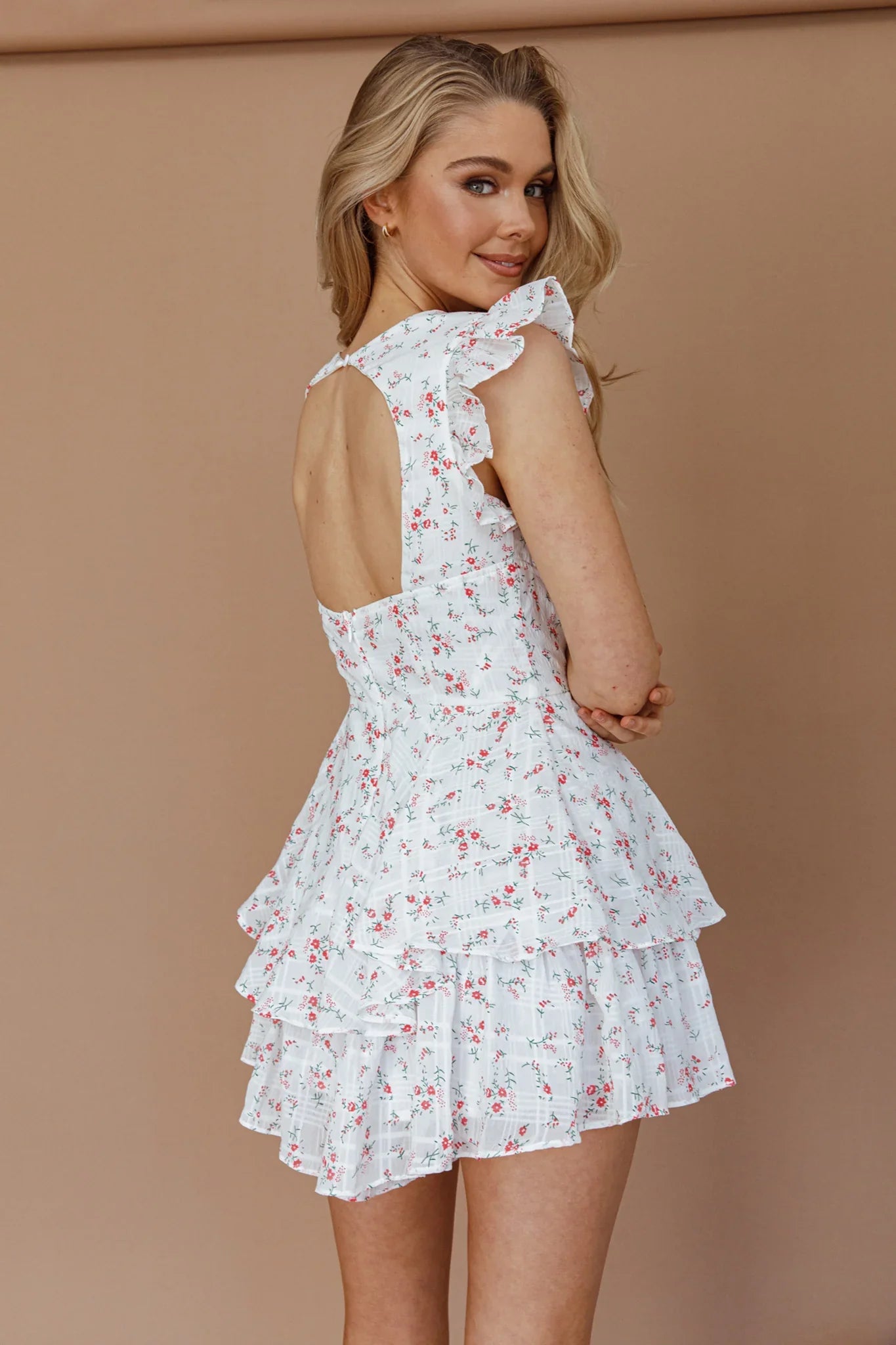 Scalloped Lace Romper Floral