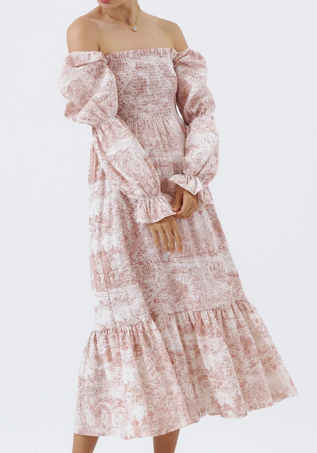 Chiffon dress with bell sleeves