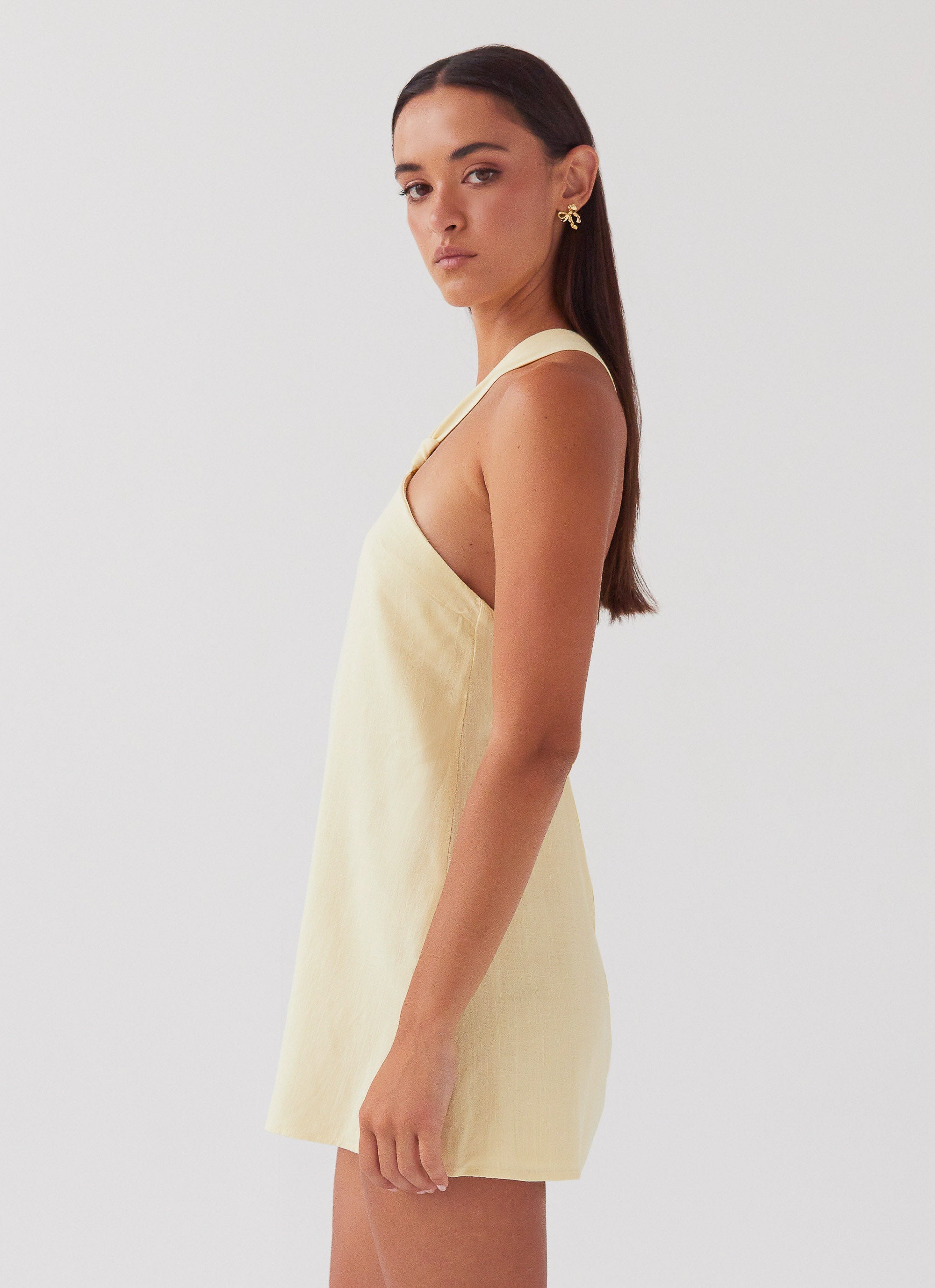 Lemon Mini Dress With Lace At The Back