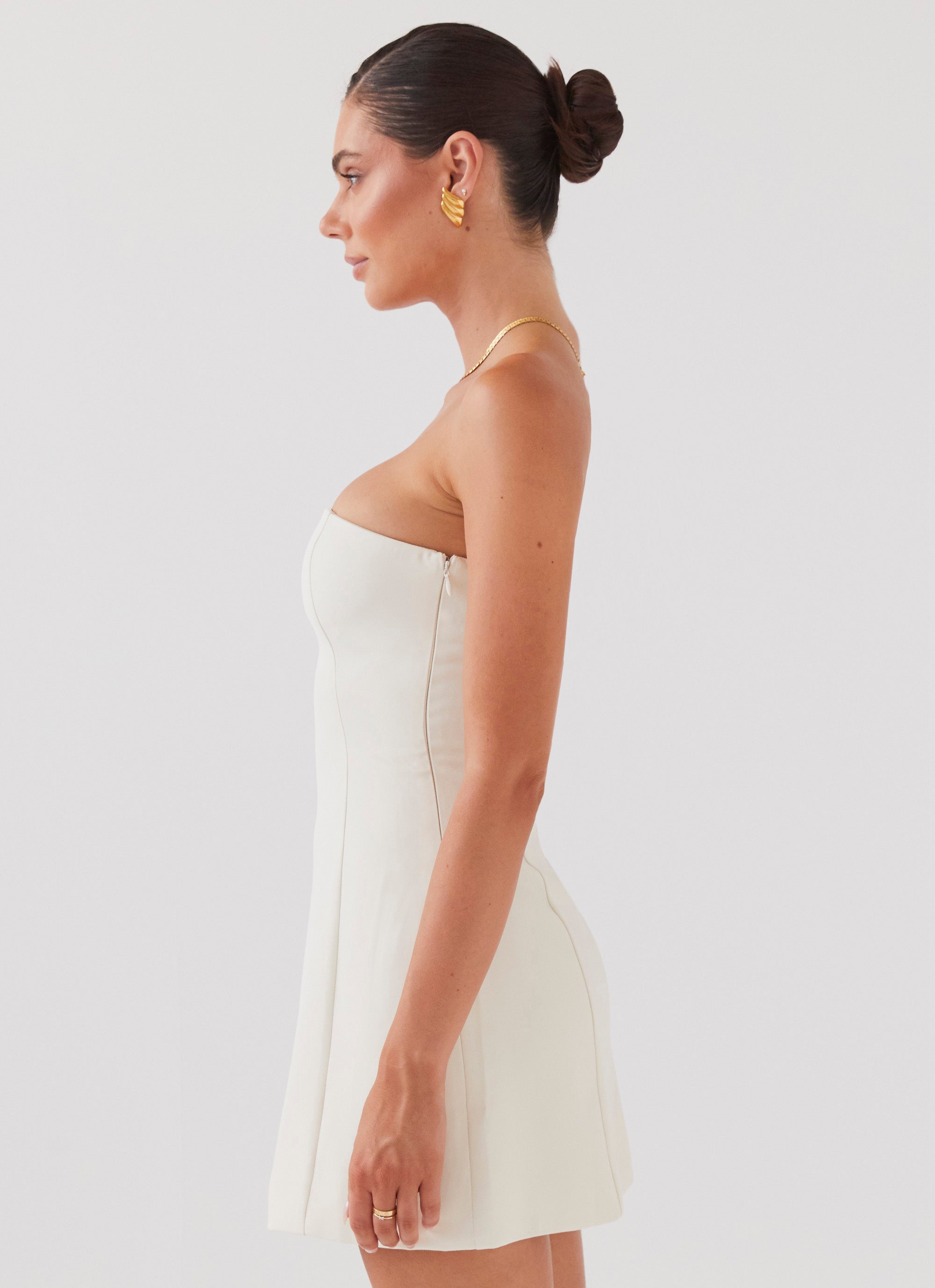 Ivory White Strapless Mini Dress