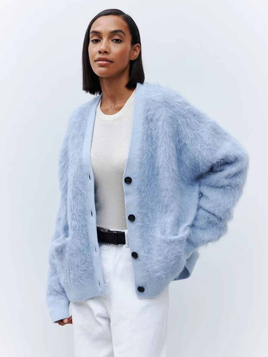 Loose Cardigan With Fur