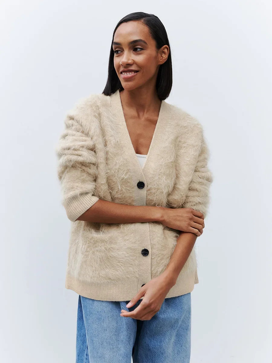 Loose Cardigan With Fur