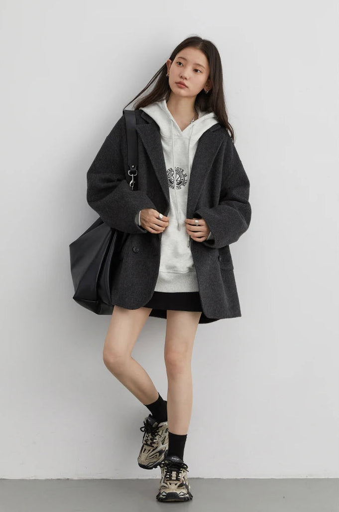 Loose Casual Wool Short Coat