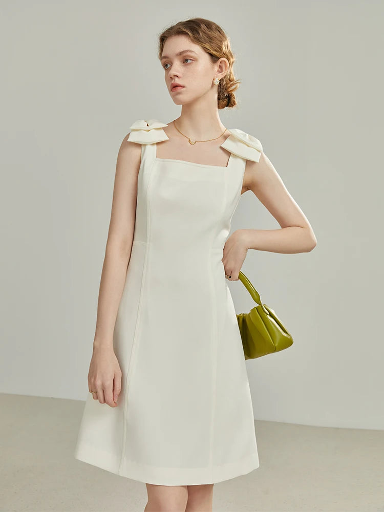 Midi Dress With Bow Shoulders
