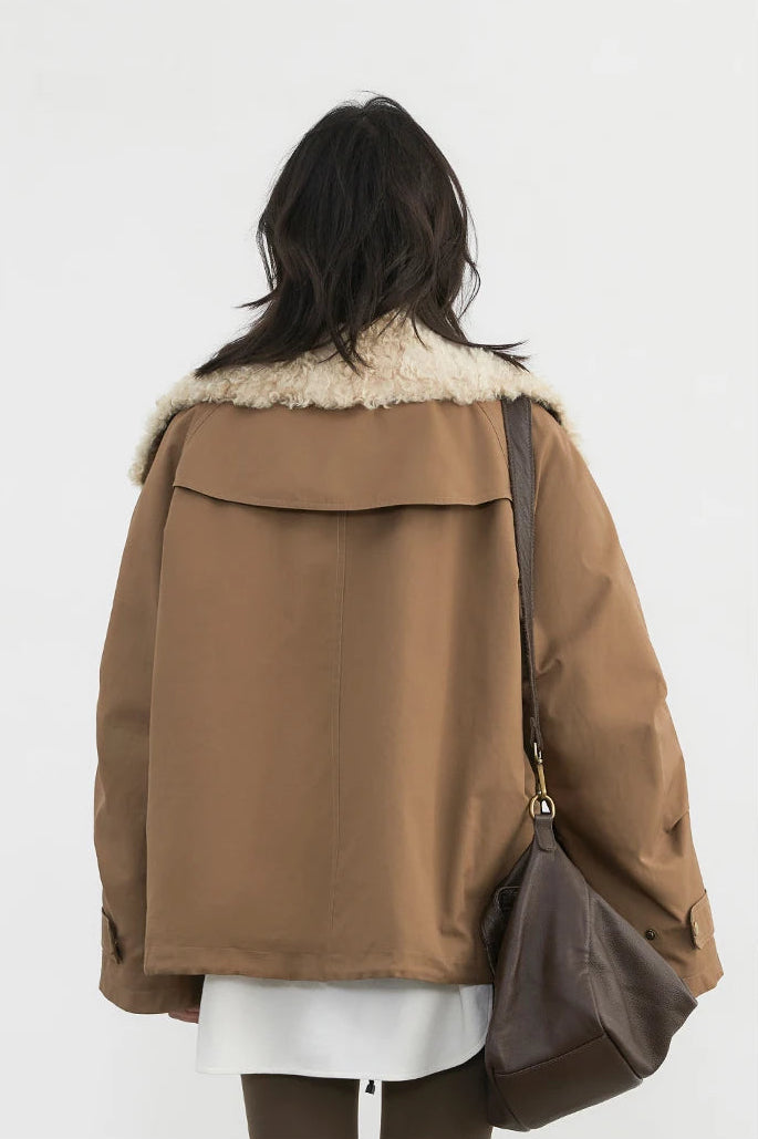 Loose Casual Jacket With Exterior Fur