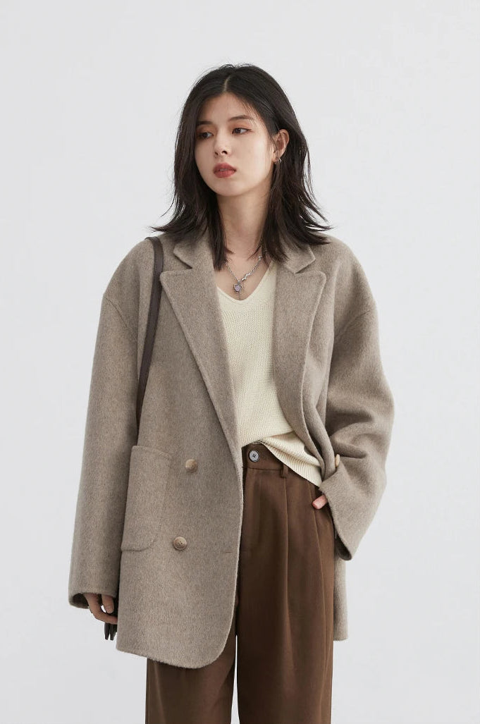 Loose Casual Wool Short Coat