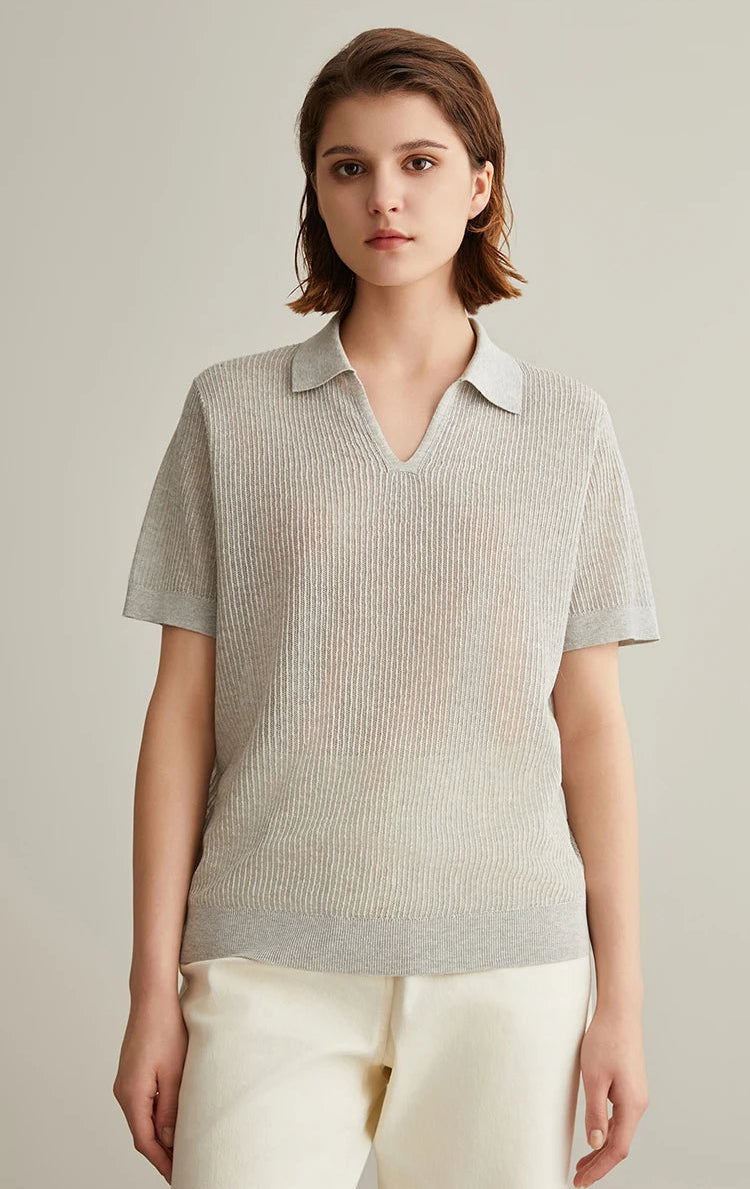 Linen Silk Polo Shirt