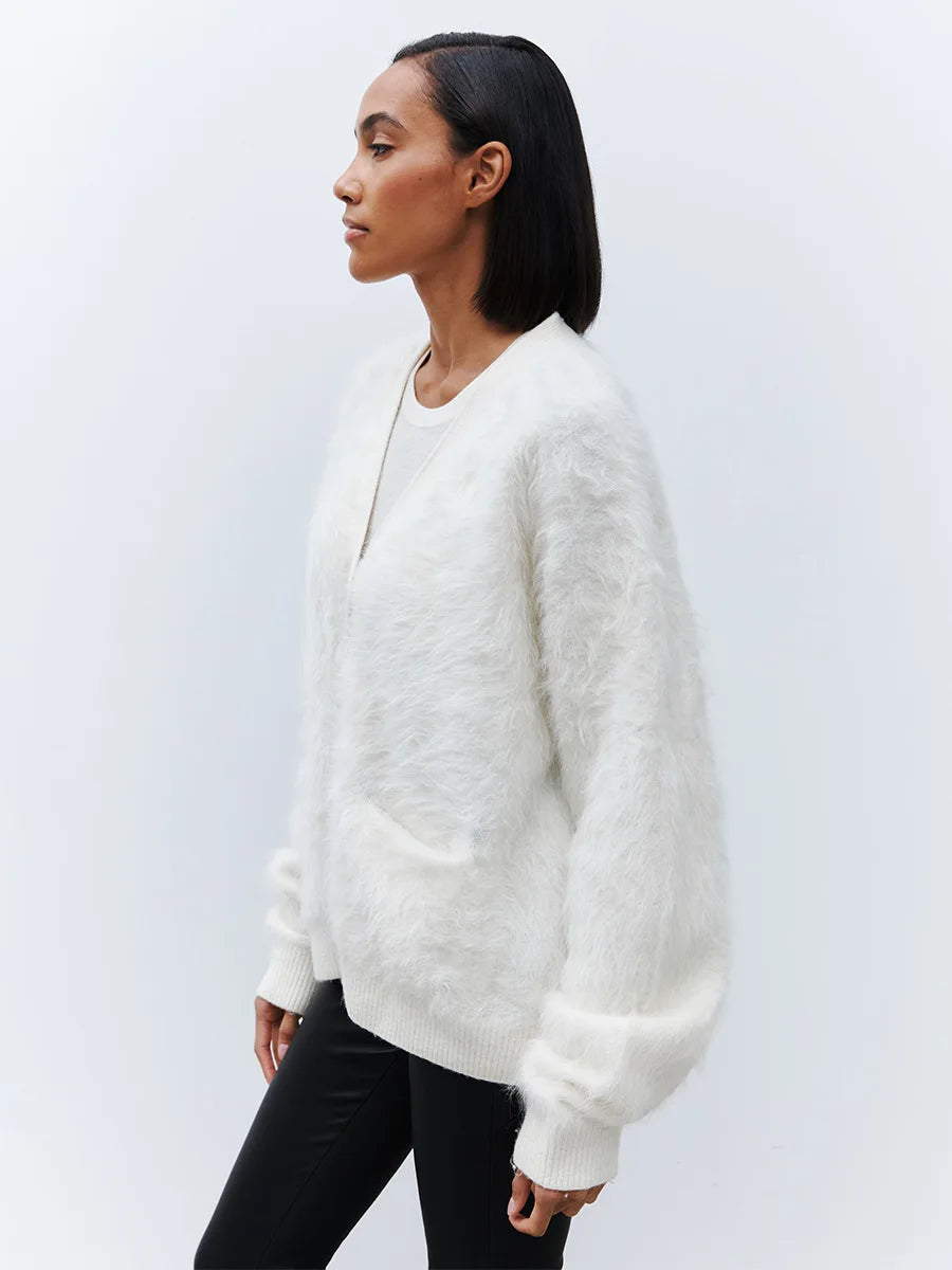 Loose Cardigan With Fur