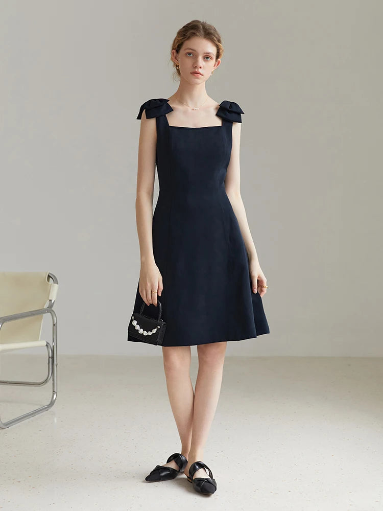 Midi Dress With Bow Shoulders