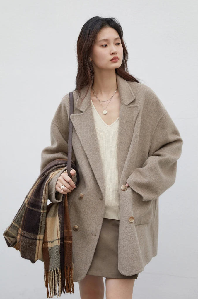Loose Casual Wool Short Coat
