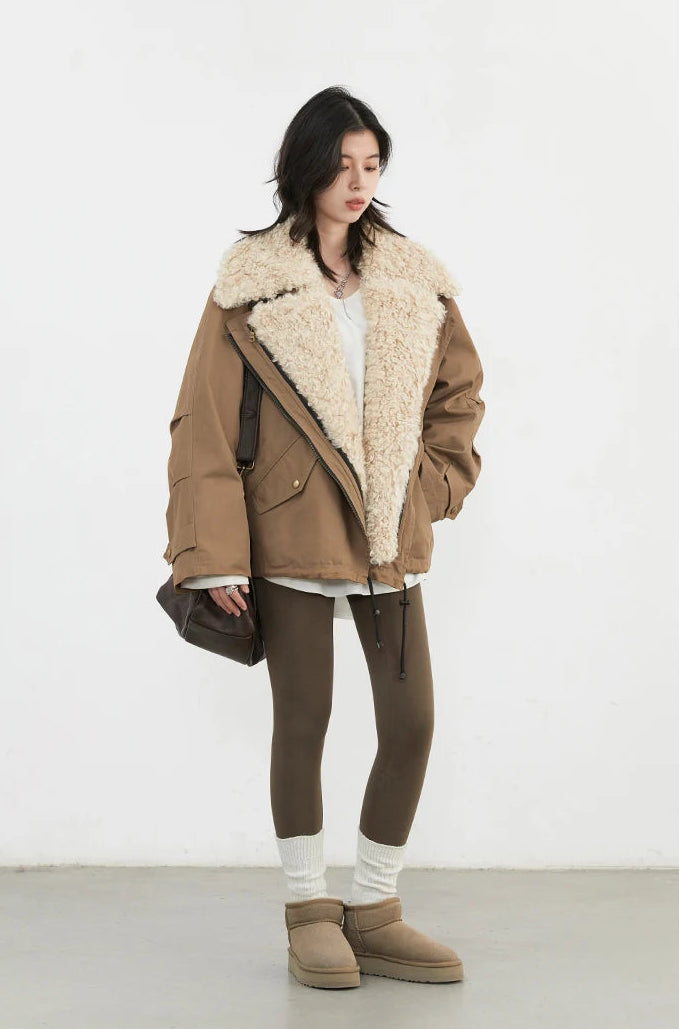 Loose Casual Jacket With Exterior Fur