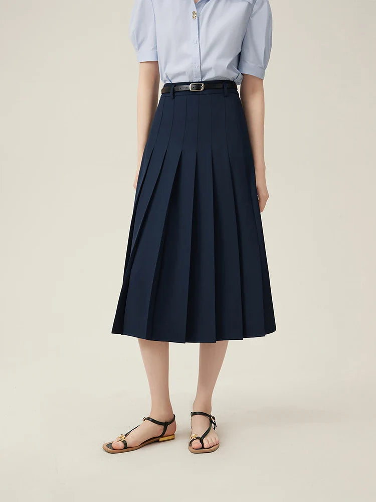 Elegant Mid Length Striped Skirt