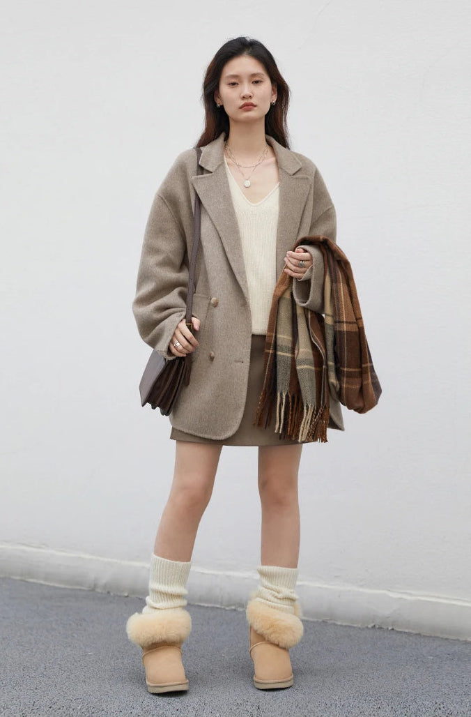 Loose Casual Wool Short Coat