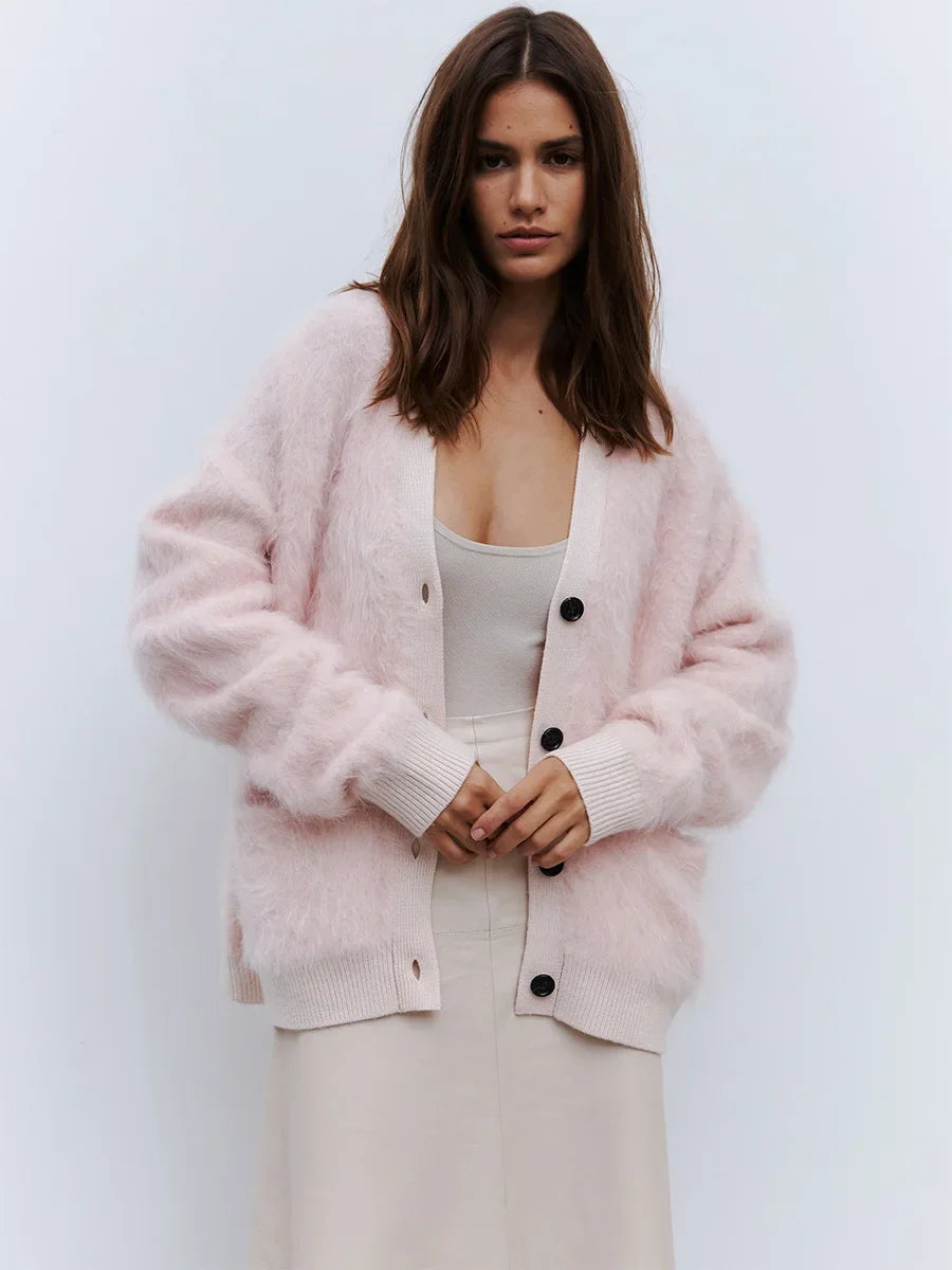 Loose Cardigan With Fur