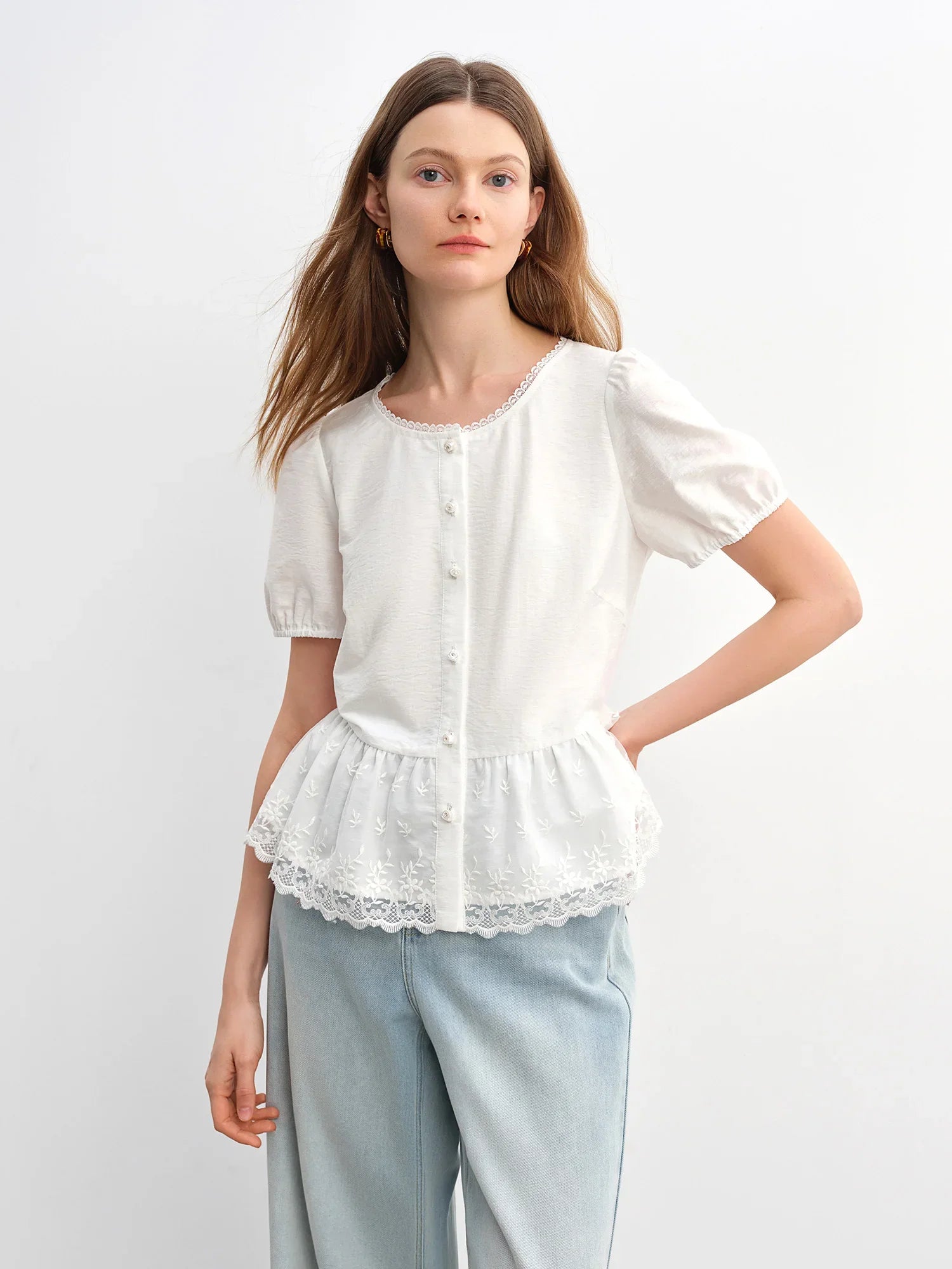 Textured White Blouse