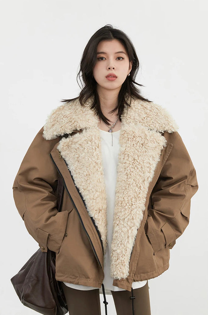 Loose Casual Jacket With Exterior Fur