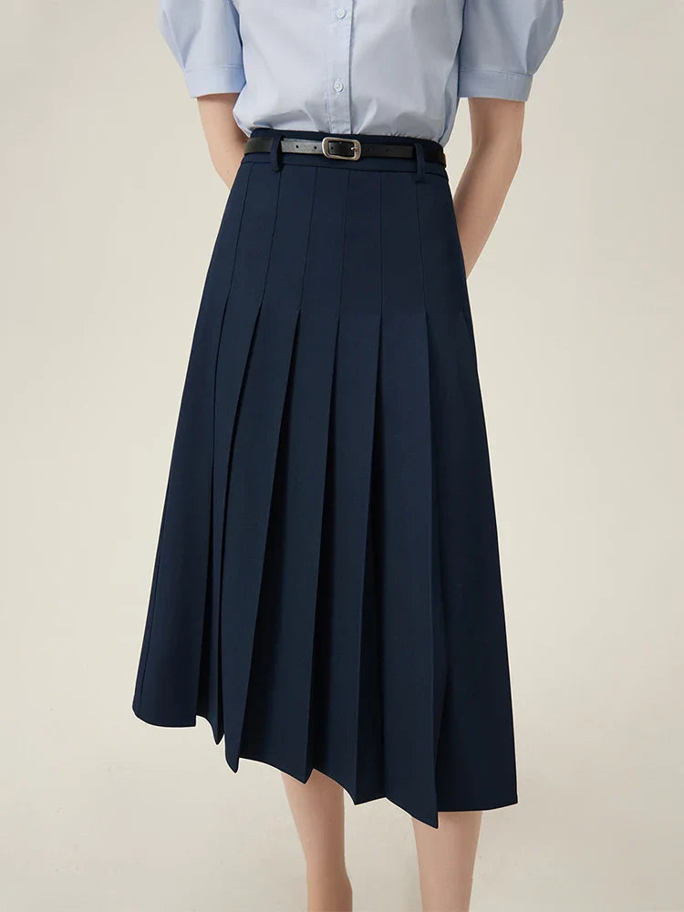 Elegant Mid Length Striped Skirt
