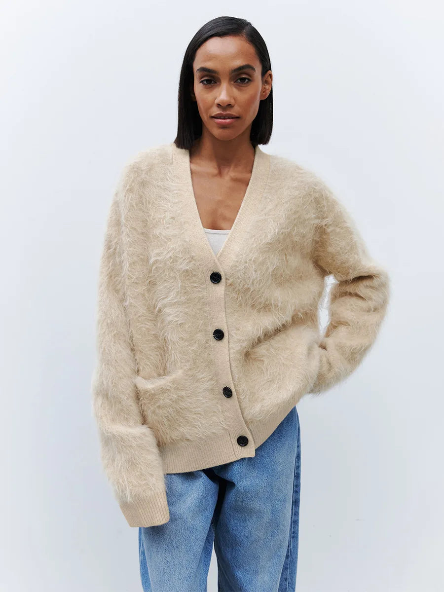 Loose Cardigan With Fur