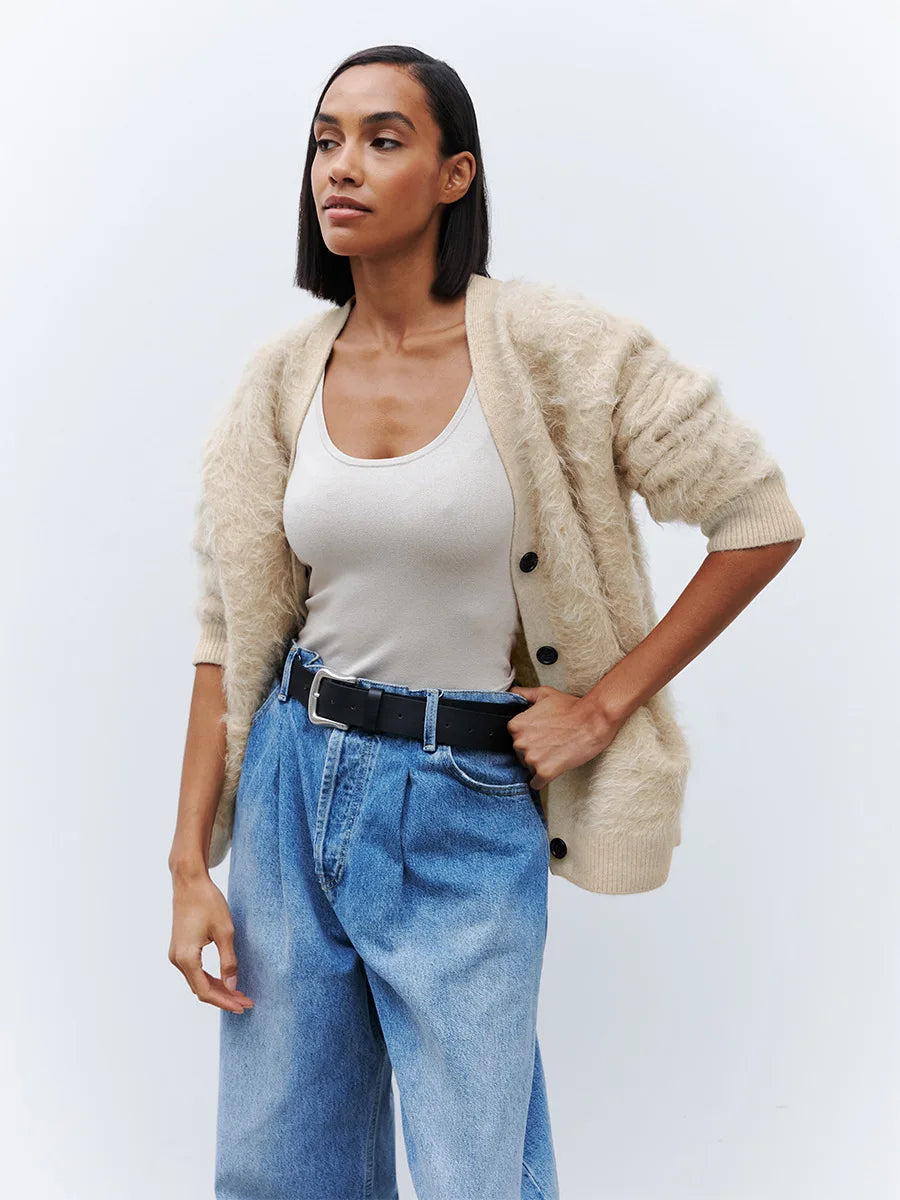 Loose Cardigan With Fur