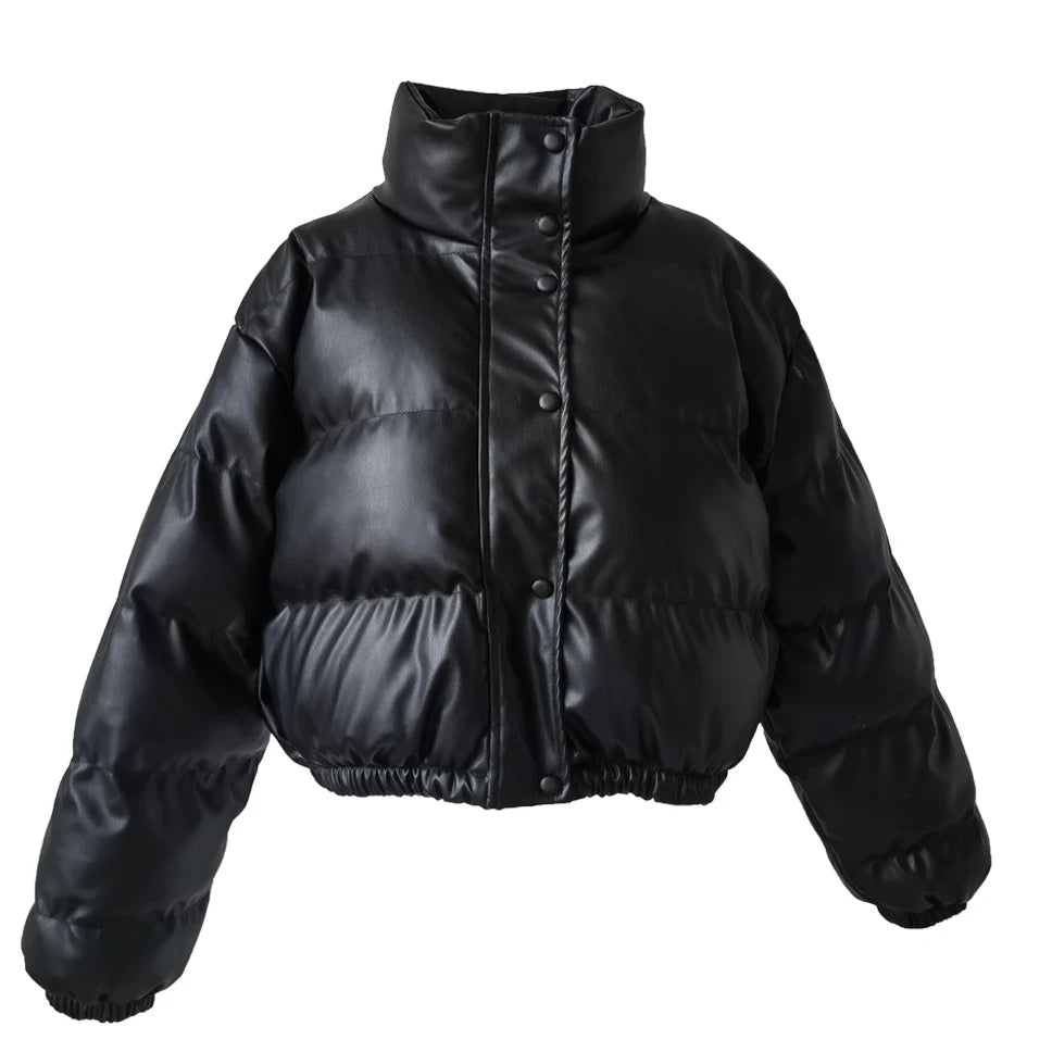 Short Puffer Down Padded Black Jacket