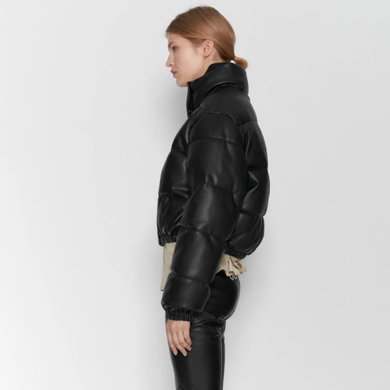 Short Puffer Down Padded Black Jacket