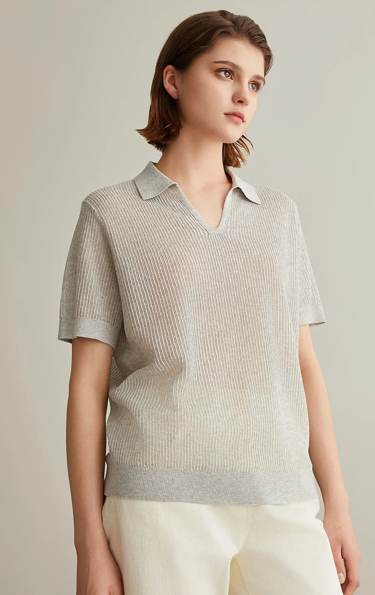 Linen Silk Polo Shirt