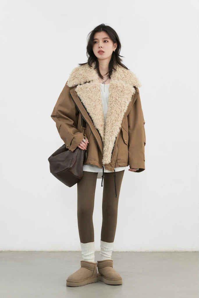 Loose Casual Jacket With Exterior Fur
