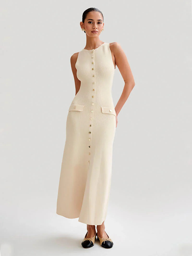 Elegant Knitted Sleeveless Maxi Dress