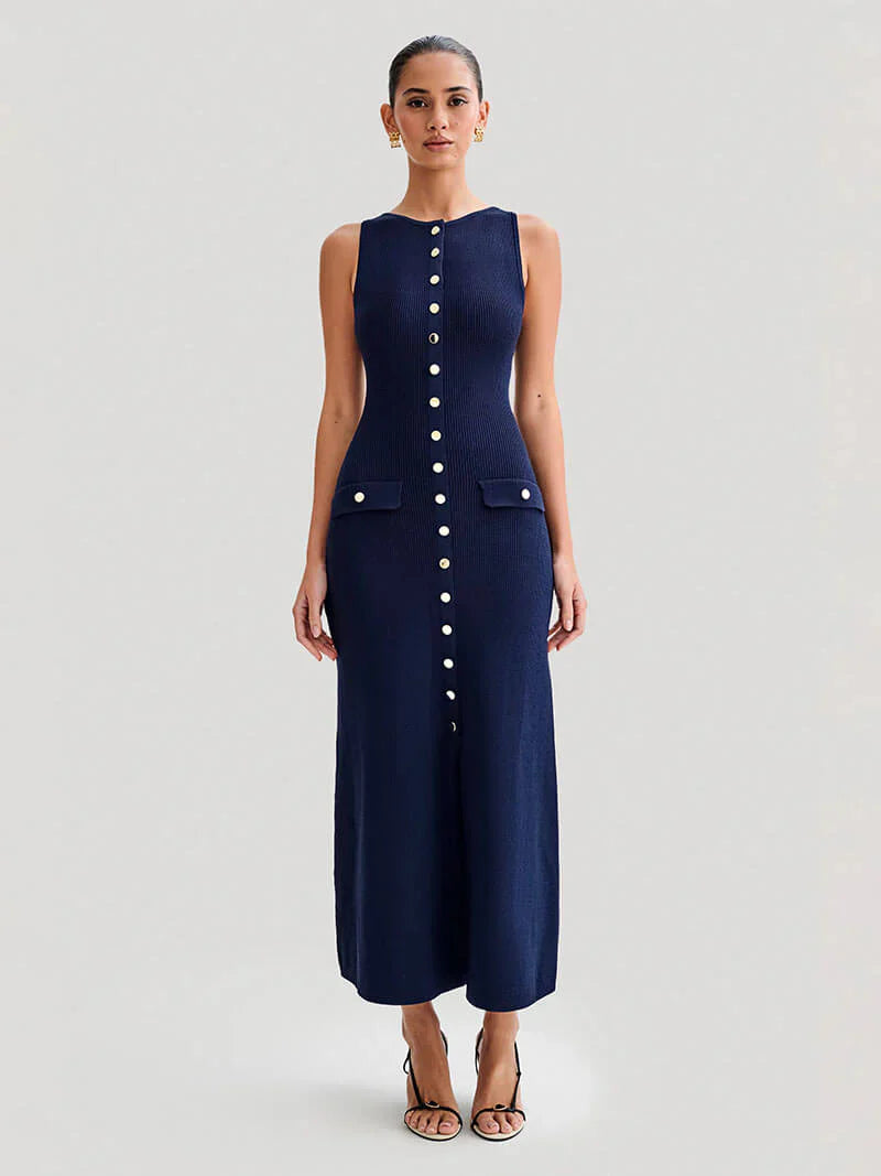 Elegant Knitted Sleeveless Maxi Dress