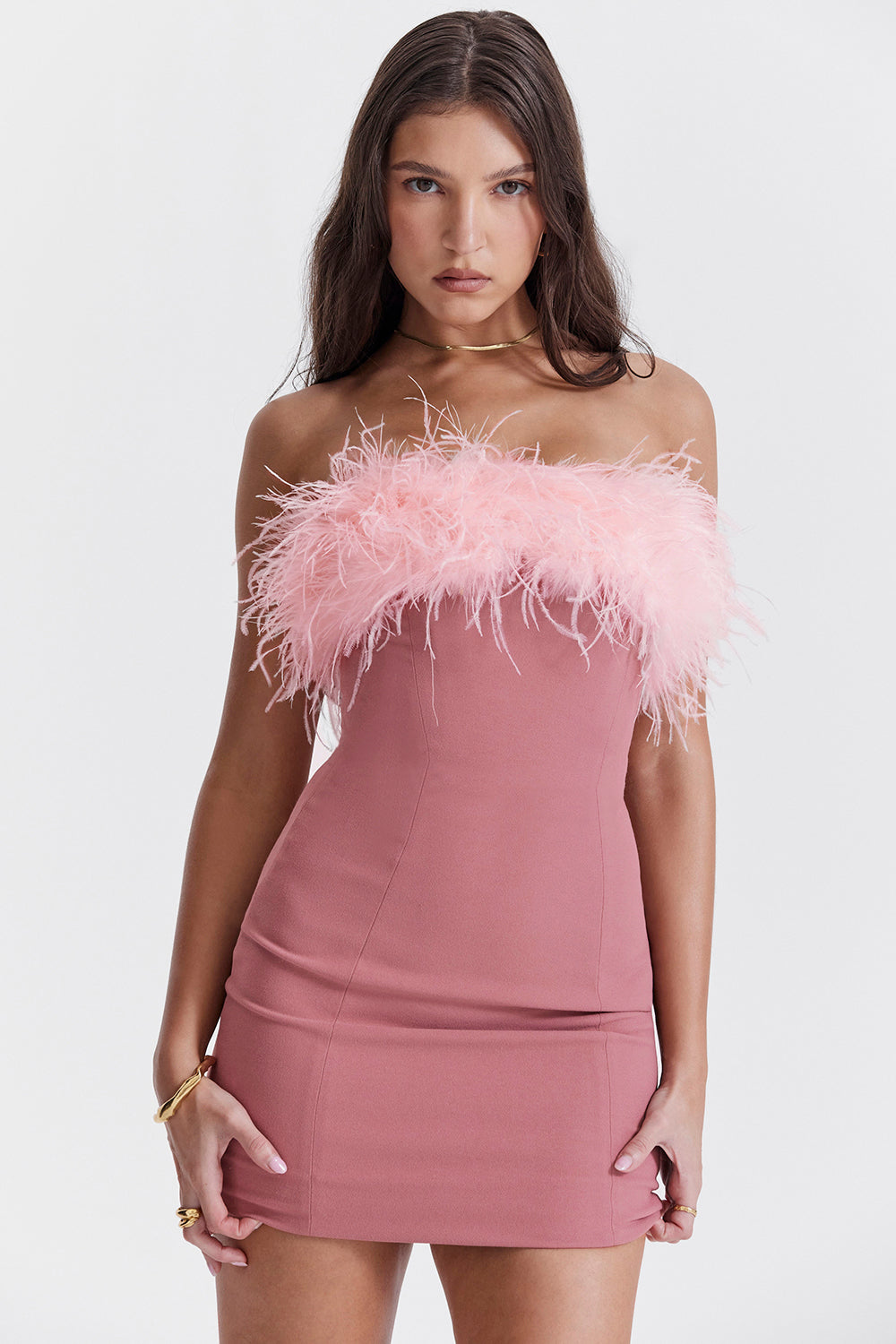 Warm pink mini dress