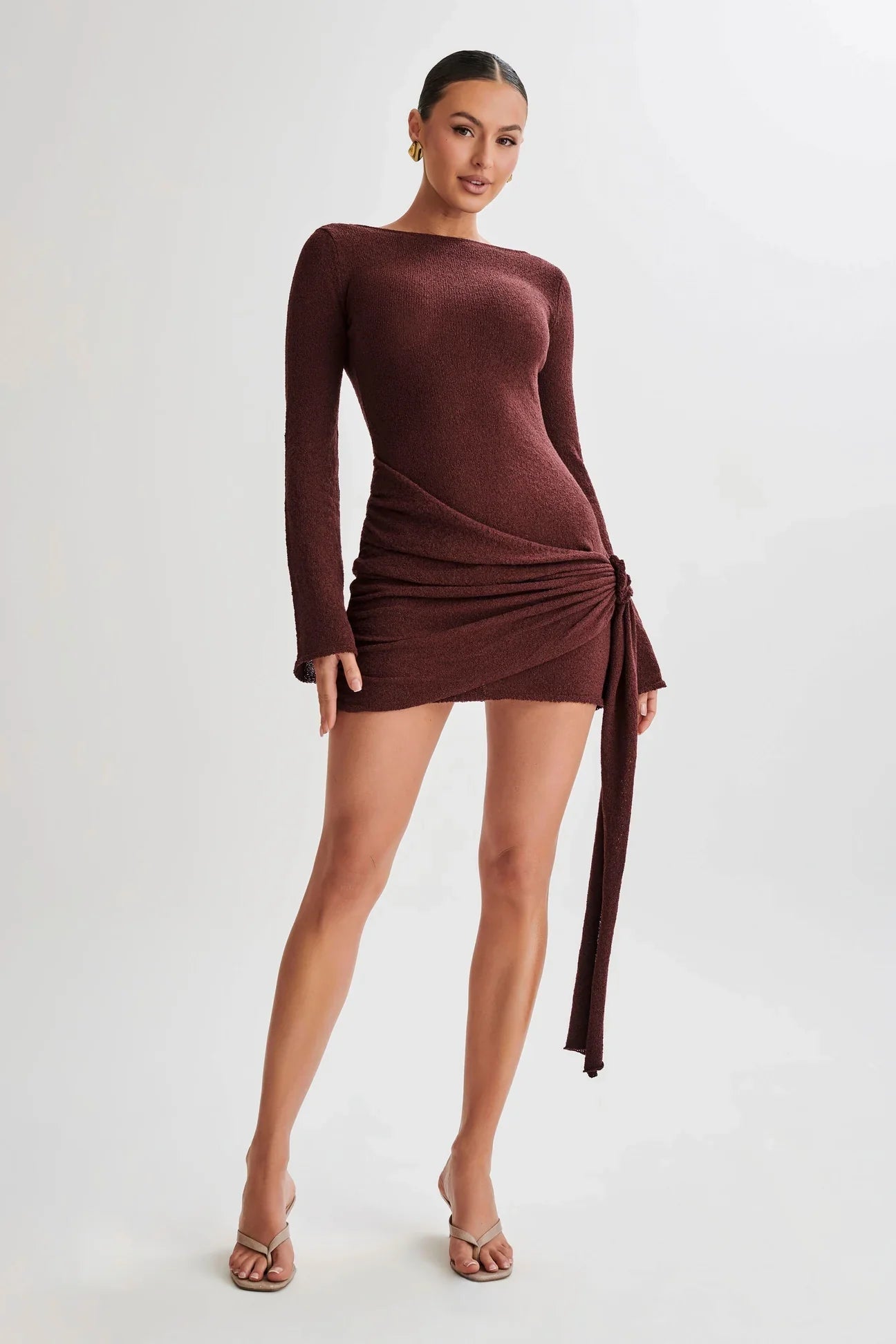 Long Sleeve Ruched Mini Dress