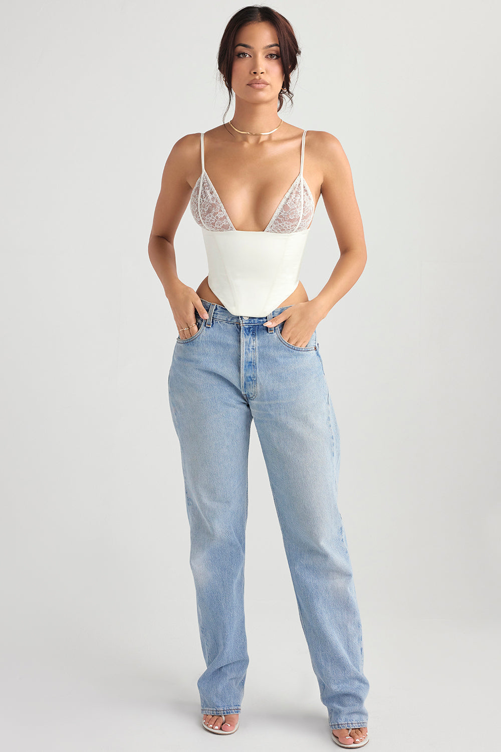 Ivory satin corset