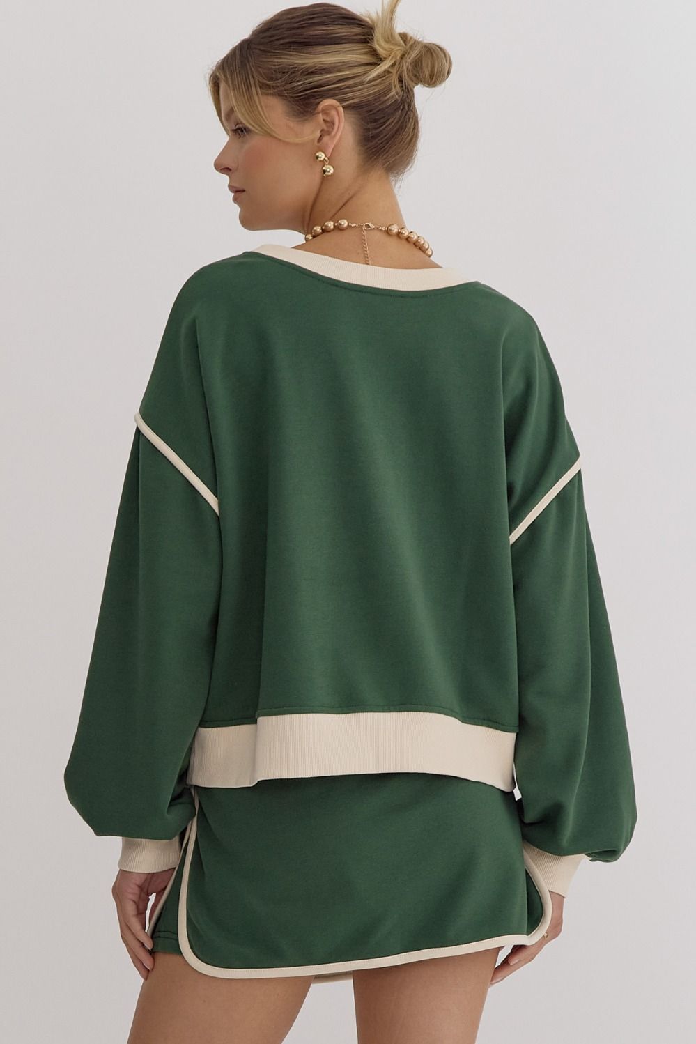 Green Loose Slim Fit Shirt and skirt set