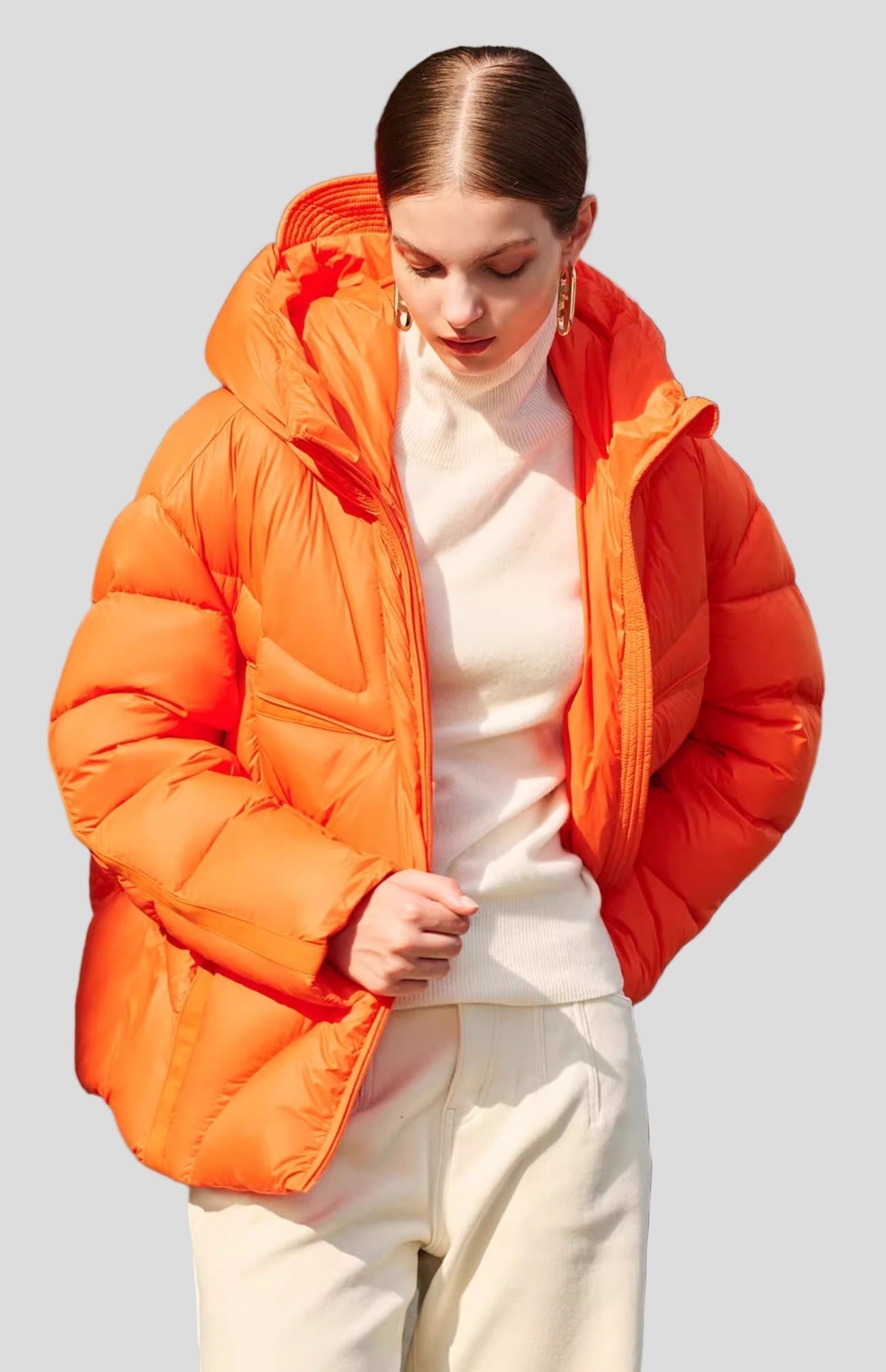 Orange Short Jacket With Texture